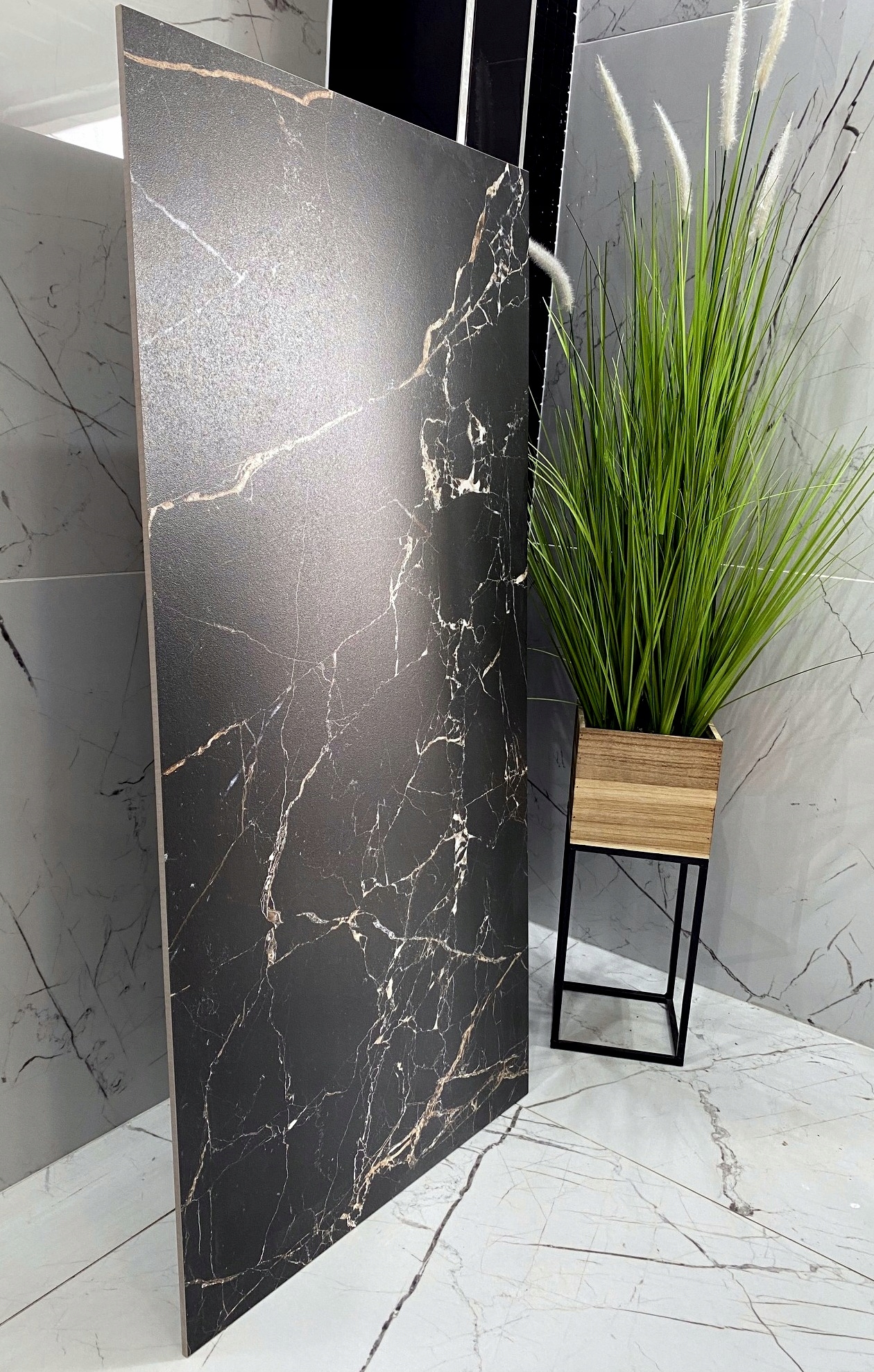 CZARNY GRES ze złotą żyłą 120X60 Czarny Marmur MATOWY - SUPER CENA!!!