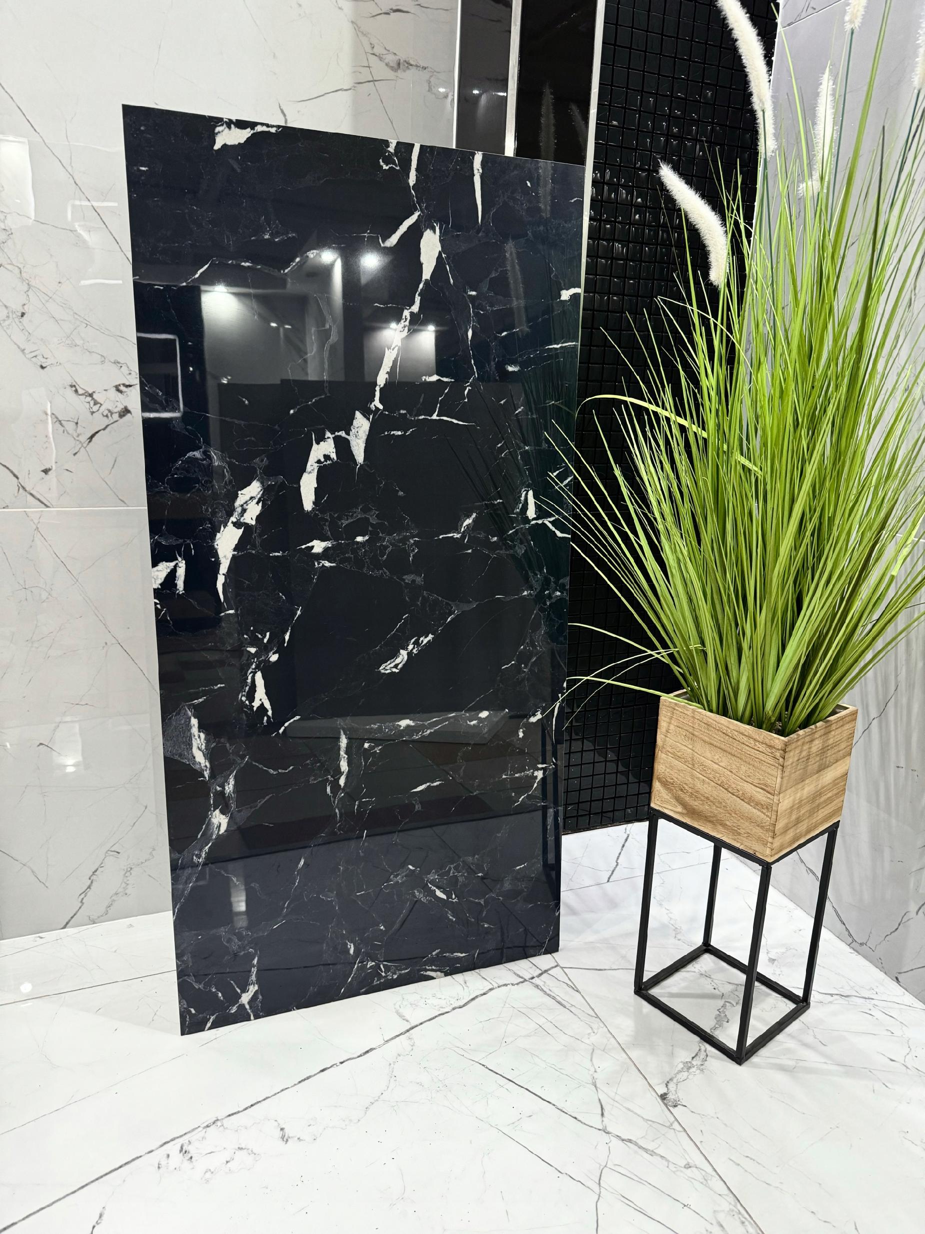 Gres czarny marmur połysk 120x60, luksusowy gres polerowany - gat. I