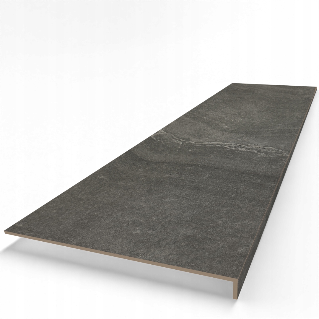 Stopnica gres grafit/antracyt z kapinosem,płytka schodowa bez nacięć 120x30