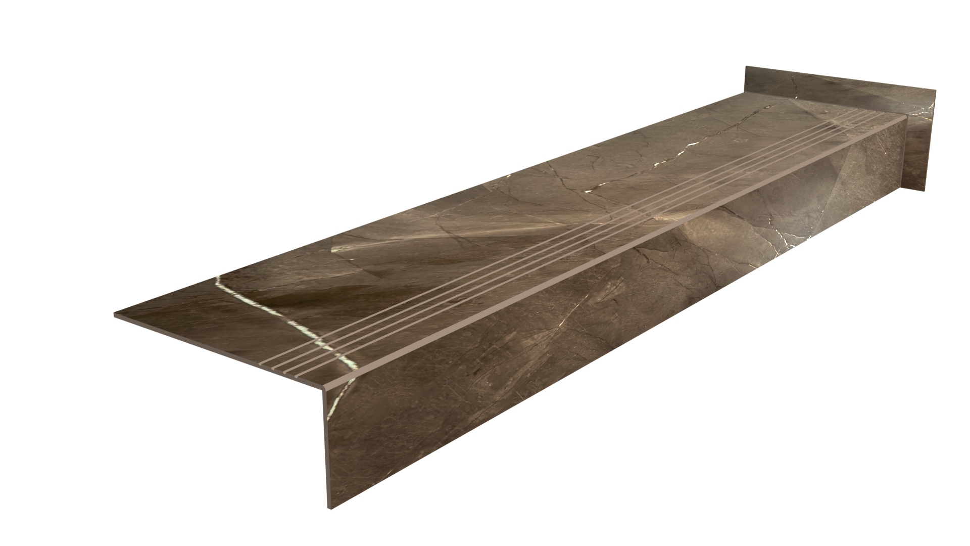 Stopnica gres brązowy marmur Carving z nacięciami antypoślizgowymi 120x30