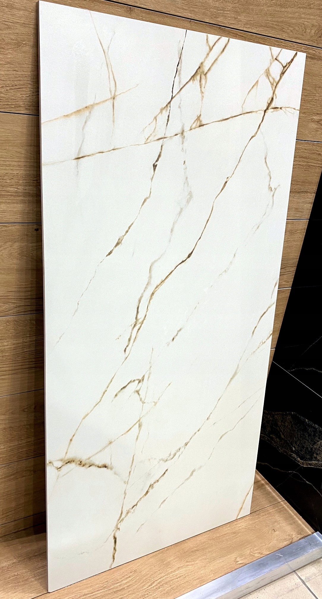 BIAŁY GRES ze złotą żyłą 120X60 BIAŁY Marmur PÓŁMATOWY - SUPER CENA