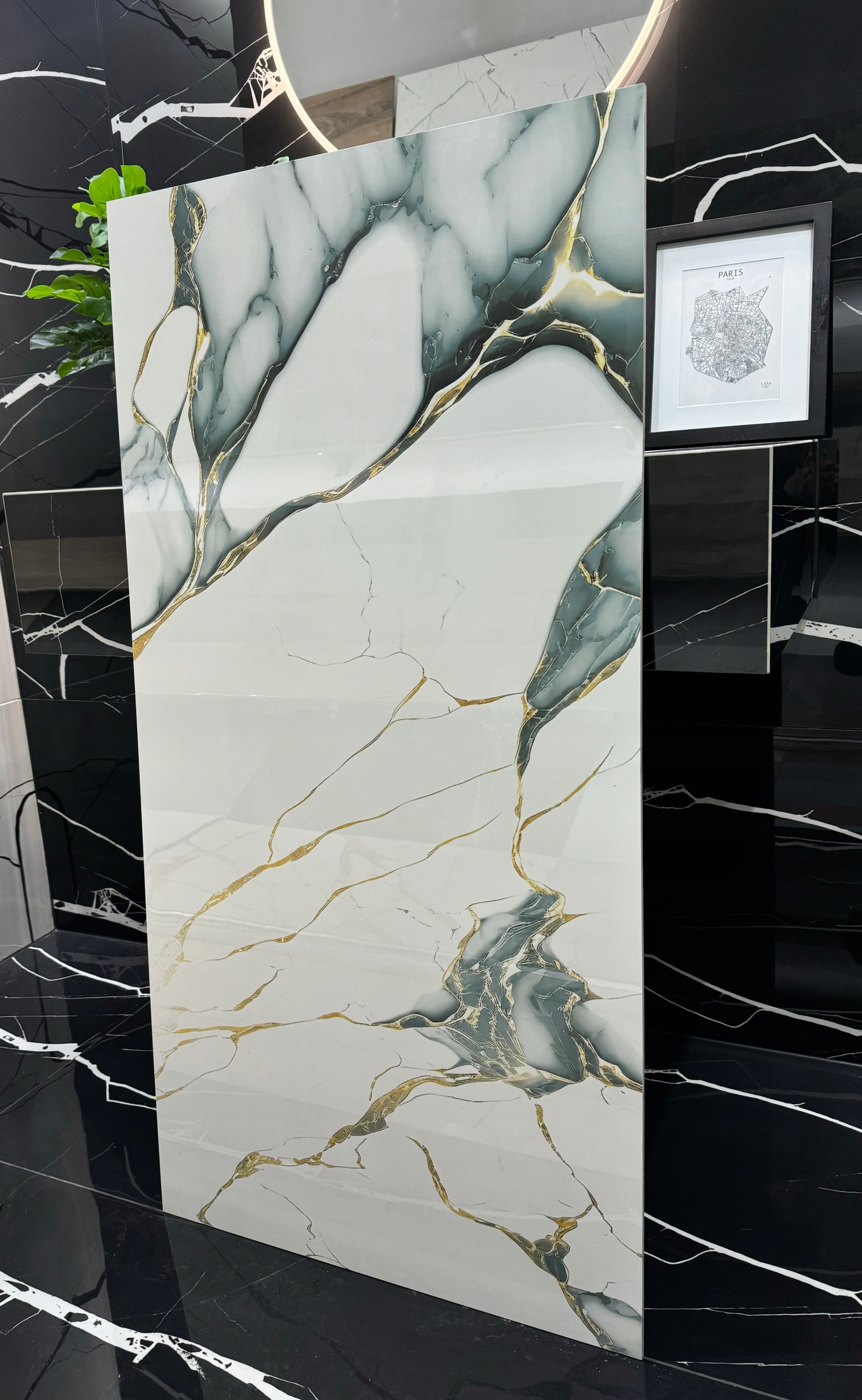 Gres polerowany 120x60 ZŁOTE REFLEKSY marmur Ice Blue WYSOKI POŁYSK - HIT!