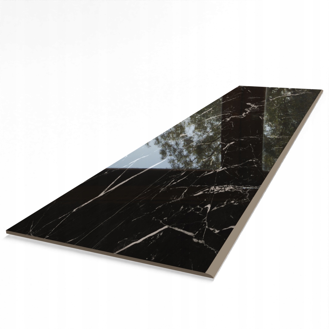 Stopnica Marmur Czarny 160x30cm Poler - Gres Premium Bez Nacięć, Połysk