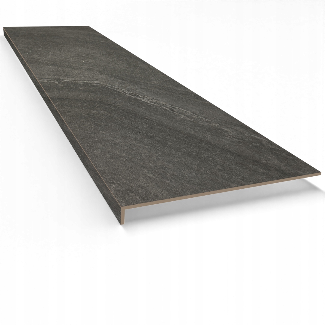 Stopnica gres grafit/antracyt z kapinosem,płytka schodowa bez nacięć 120x30