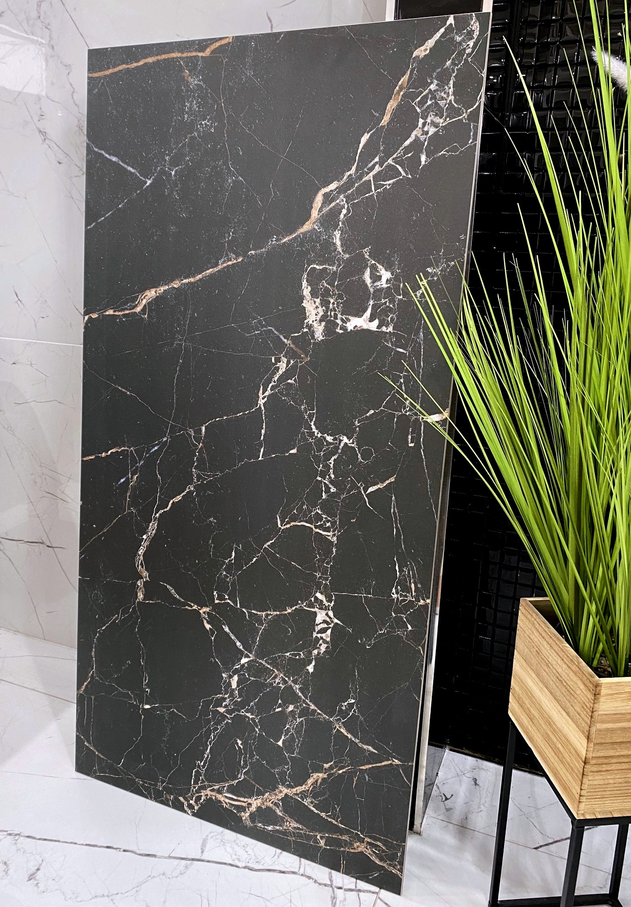 CZARNY GRES ze złotą żyłą 120X60 Czarny Marmur MATOWY - SUPER CENA!!!