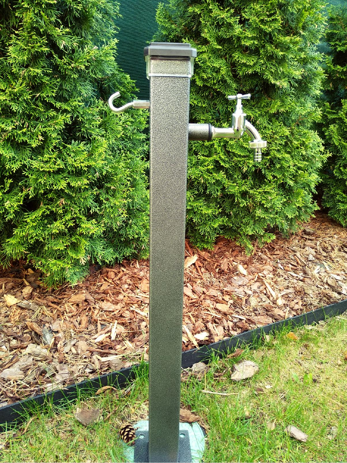 Kran słupek ogrodowy wolnostojący Led YaPko Antyczne Srebro Wąż 3/4"