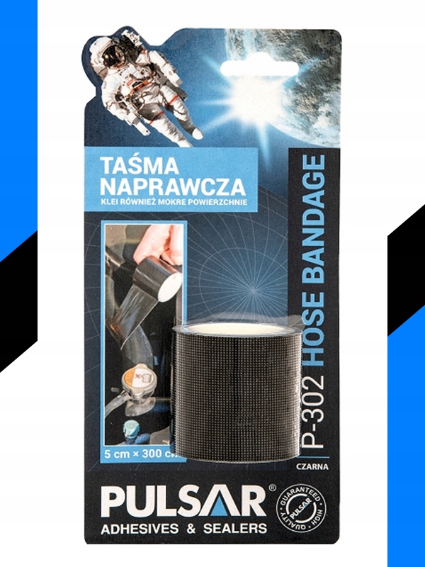 TAŚMA NAPRAWCZA CZARNA ZBROJONA UNIWERSALNA PULSAR P-302 3m