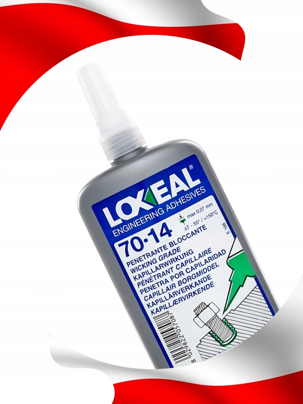 KLEJ DO GWINTÓW NAKRĘTEK ŚRUB LOXEAL 70-14 O DUŻEJ ŚREDNICY M5 250 ml