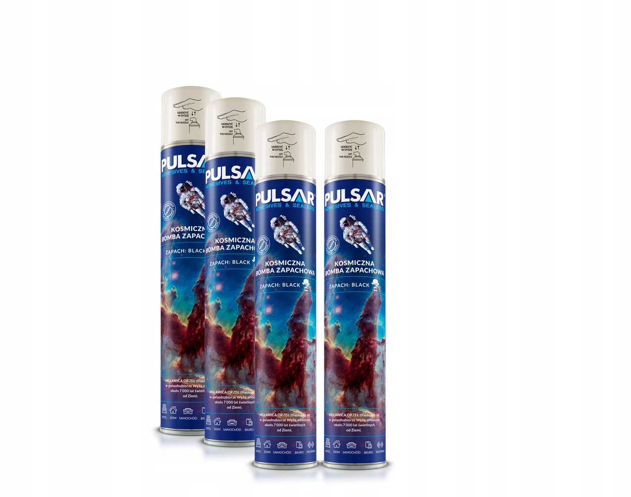 ODŚWIEŻACZ POWIETRZA SPRAY PULSAR ZAPACH DLA MĘŻCZYZNY BLACK 750 ml x4