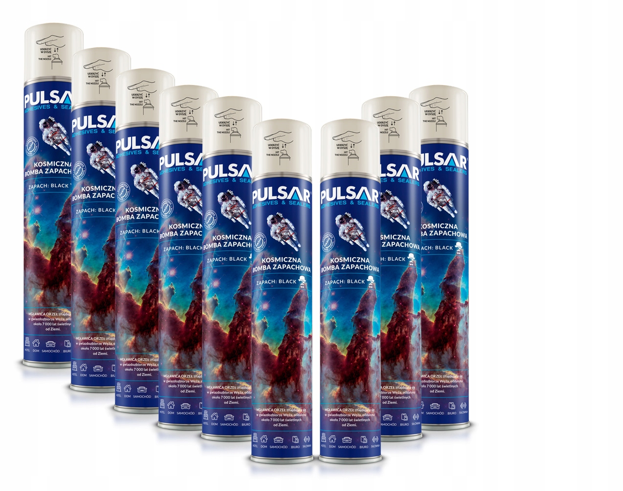 ODŚWIEŻACZ POWIETRZA SPRAY PULSAR ZAPACH DLA MĘŻCZYZNY BLACK 750 ml x9