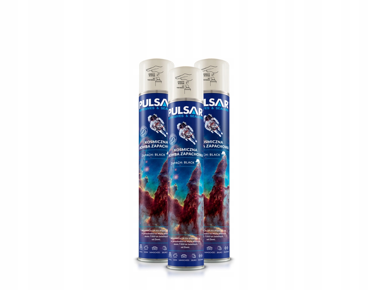 ODŚWIEŻACZ POWIETRZA SPRAY PULSAR ZAPACH DLA MĘŻCZYZNY BLACK 750 ml x3