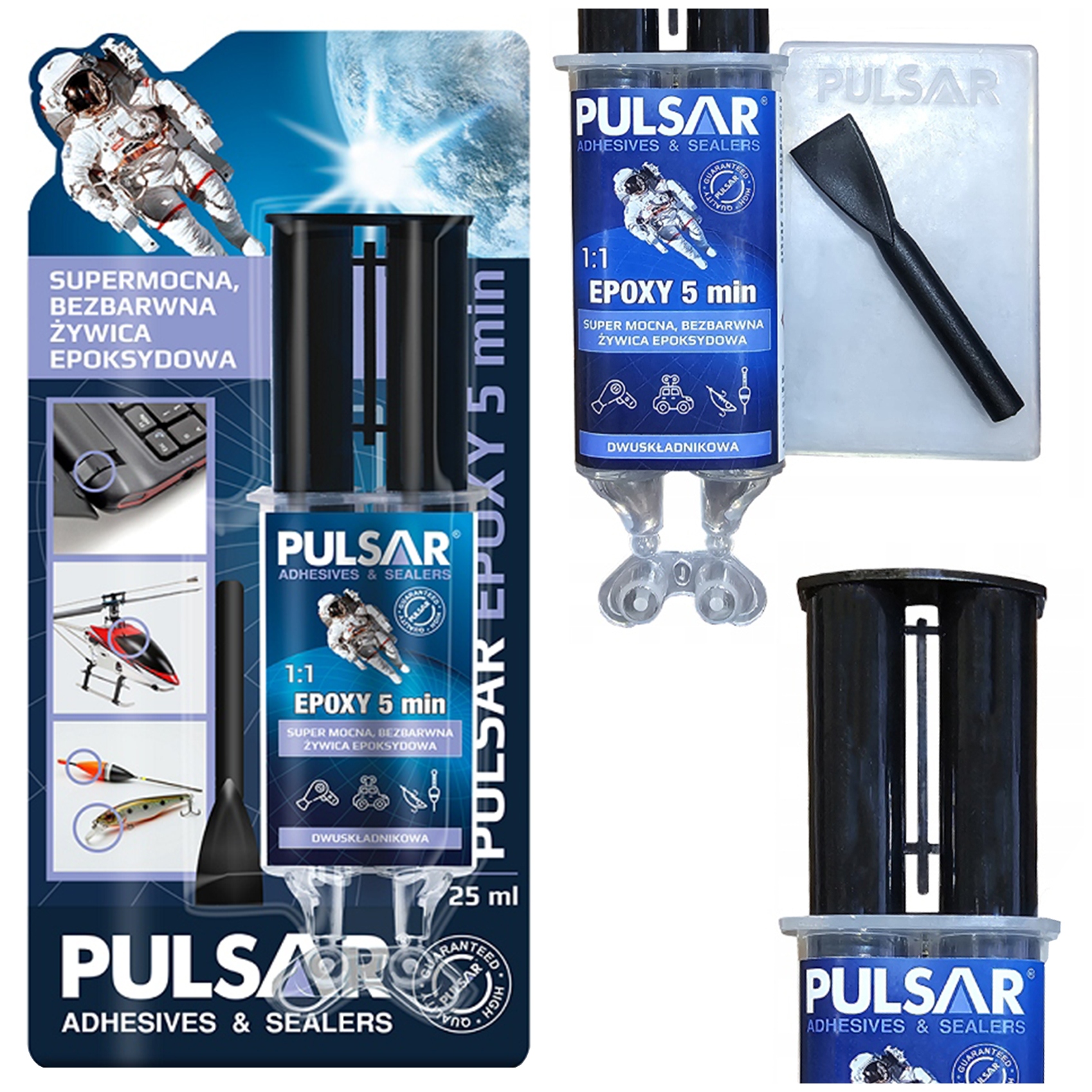 KLEJ EPOKSYDOWY DWUSKŁADNIKOWY PULSAR SZYBKOSCHNĄCY BEZBARWNY 5 MINUT 25 ml