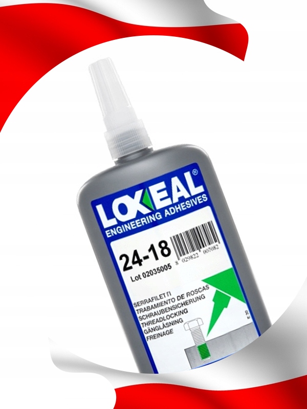 KLEJ DO GWINTÓW NAKRĘTEK ŚRUB LOXEAL 24-18 ŁATWO DEMONTOWALNY 250 ml