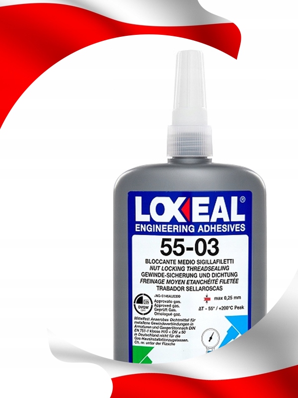 KLEJ DO GWINTÓW NIEBIESKI DO USZCZELNIANIA ŚRUB ŚREDNI LOXEAL 55-03 250 ml