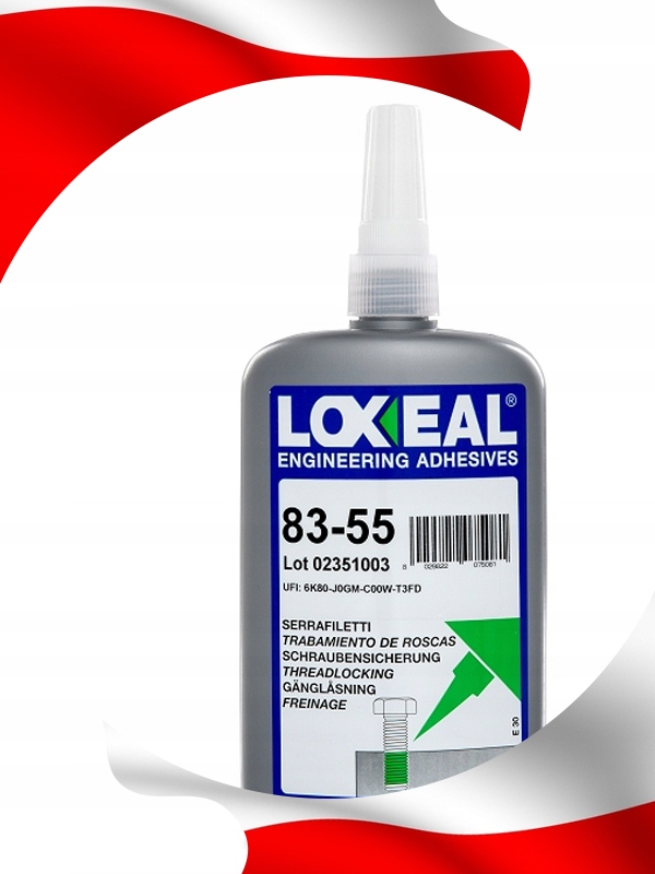 KLEJ DO GWINTÓW MOCNY LOXEAL 83-55 WYSOKA WYTRZYMAŁOŚĆ 250 ml