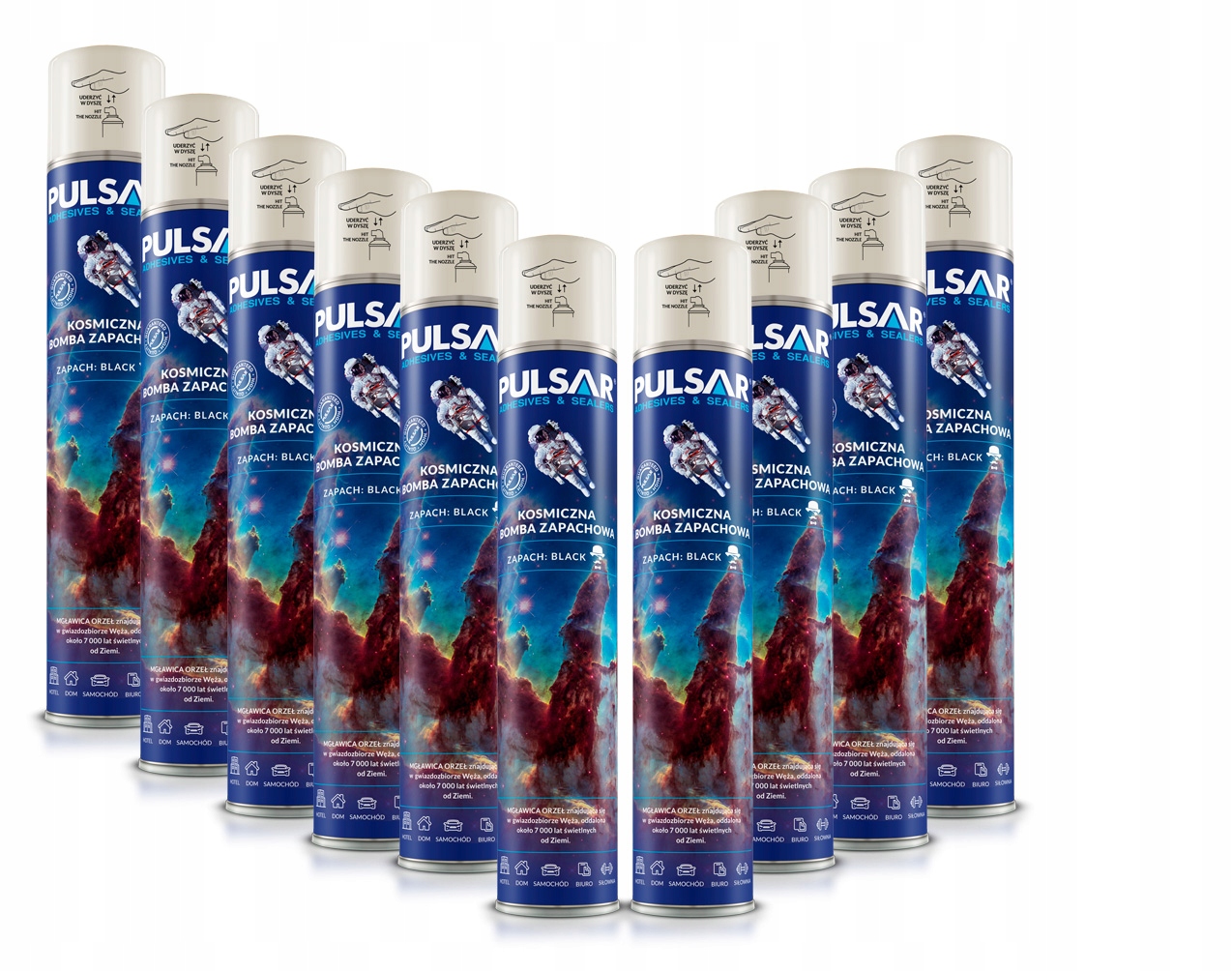 ODŚWIEŻACZ POWIETRZA SPRAY PULSAR ZAPACH DLA MĘŻCZYZNY BLACK 750 ml x10