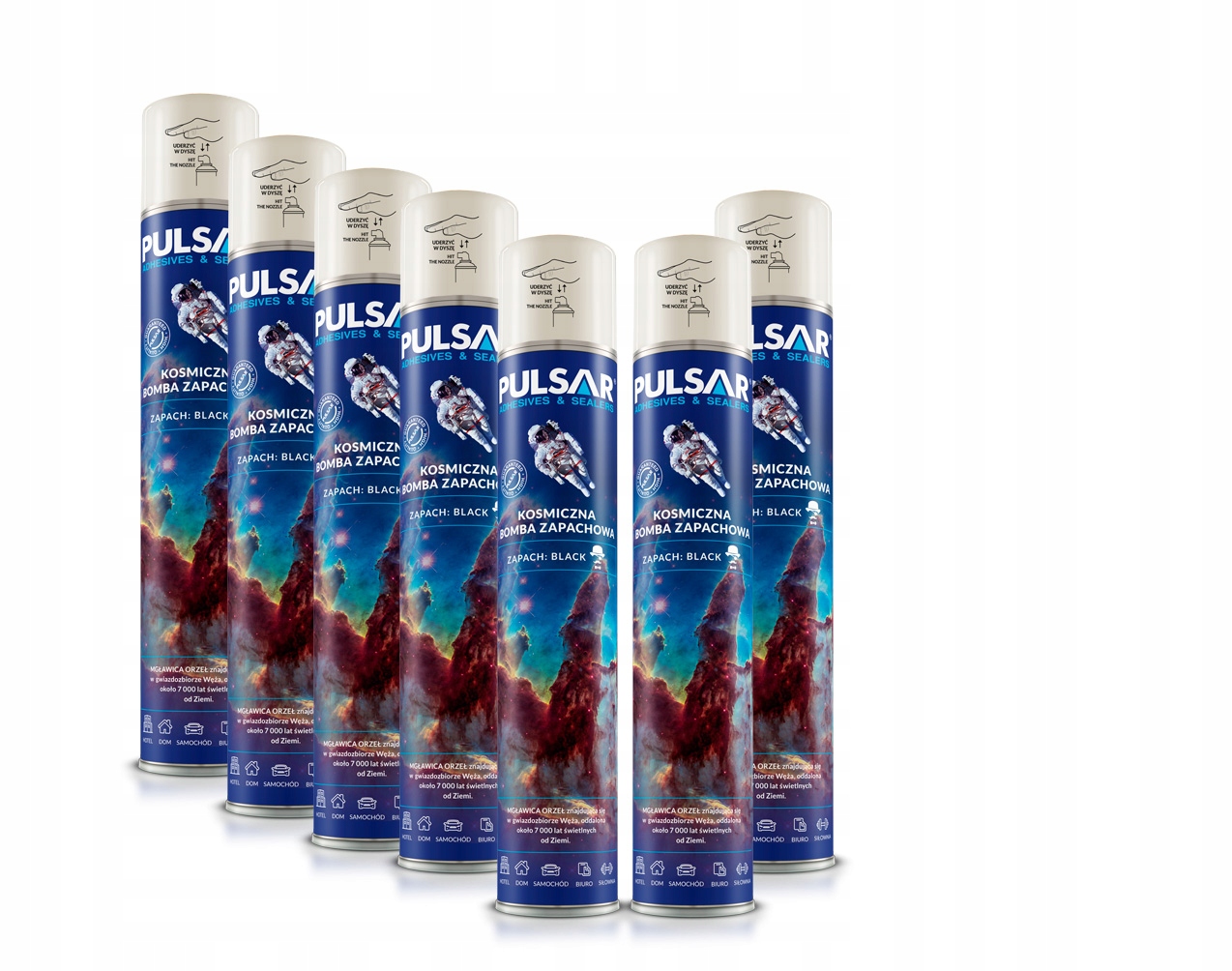 ODŚWIEŻACZ POWIETRZA SPRAY PULSAR ZAPACH DLA MĘŻCZYZNY BLACK 750 ml x7