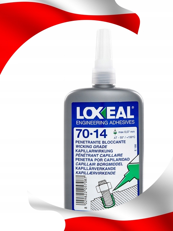 KLEJ DO GWINTÓW NAKRĘTEK ŚRUB LOXEAL 70-14 O DUŻEJ ŚREDNICY M5 250 ml