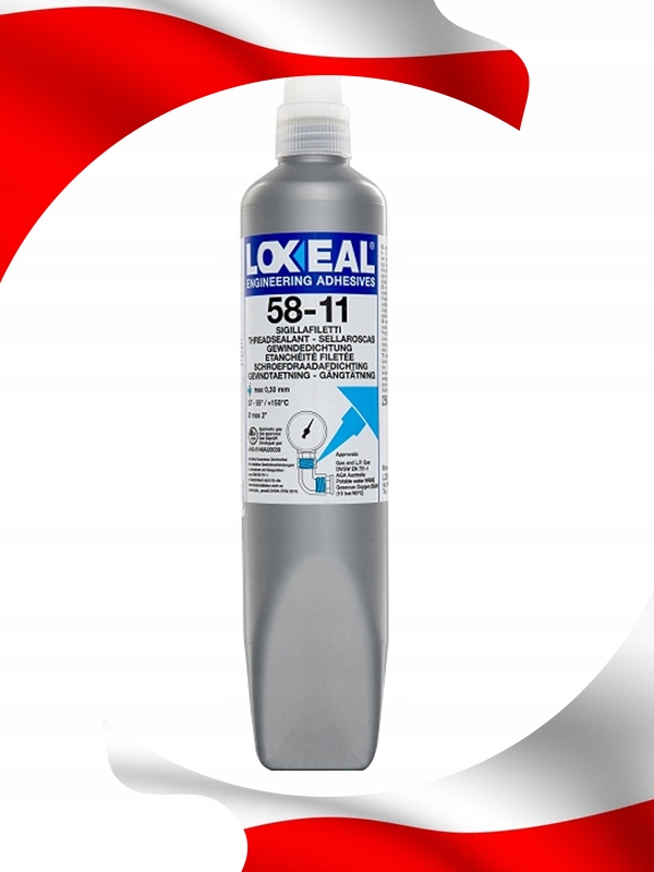 KLEJ DO GWINTÓW USZCZELNIACZ LOXEAL 58-11 WYSOKA LEPKOŚĆ DO GAZÓW 250 ml