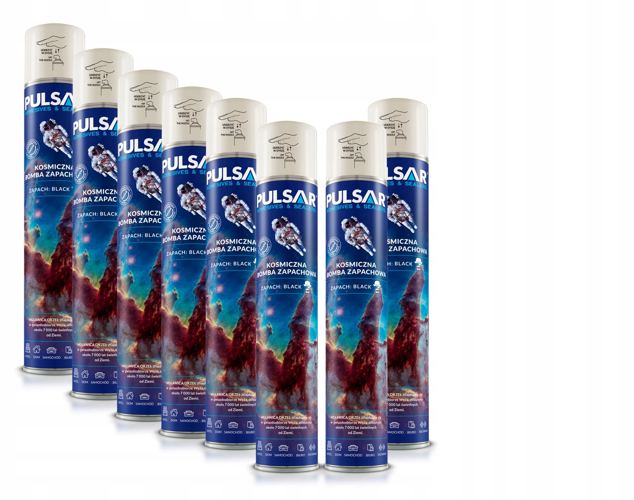 ODŚWIEŻACZ POWIETRZA SPRAY PULSAR ZAPACH DLA MĘŻCZYZNY BLACK 750 ml x8