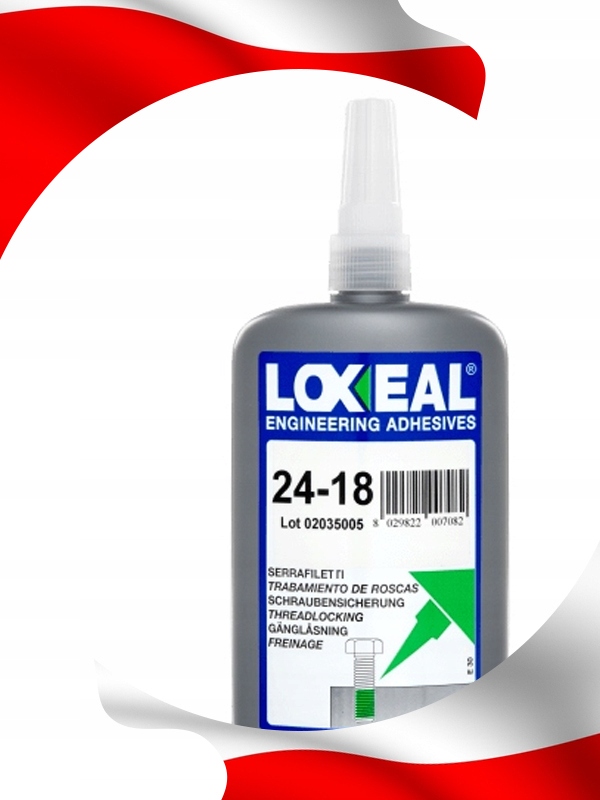 KLEJ DO GWINTÓW NAKRĘTEK ŚRUB LOXEAL 24-18 ŁATWO DEMONTOWALNY 250 ml