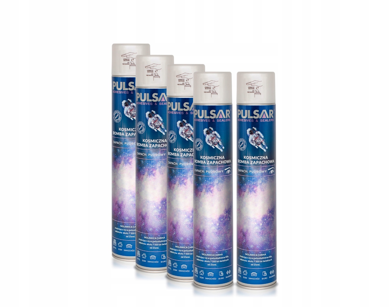 ODŚWIEŻACZ POWIETRZA SPRAY PULSAR ZAPACH DLA KOBIET PUDER 750 ml x5