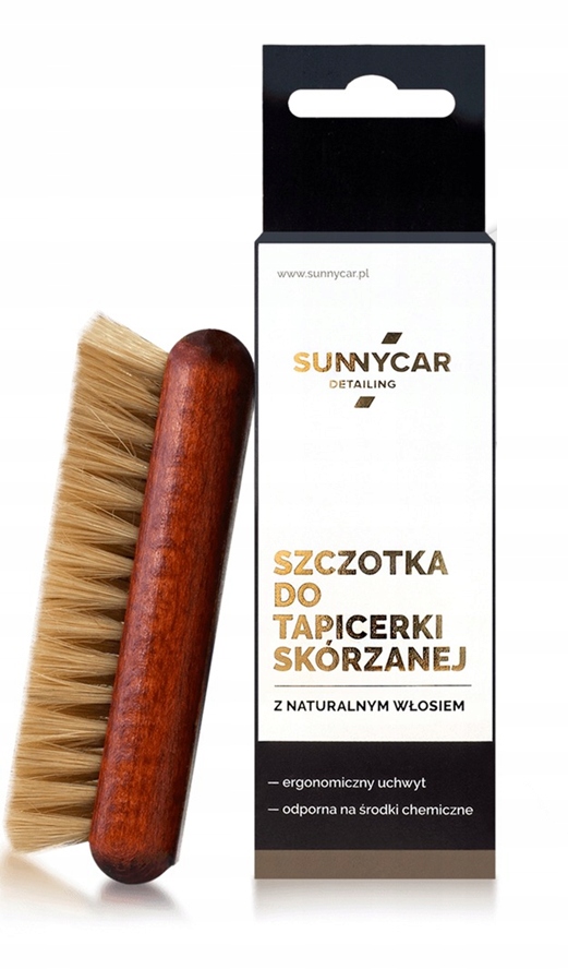 SZCZOTKA DO TAPICERKI SKÓRZANEJ MIĘKKA SUNNYCAR NATURALNE WŁOSIE