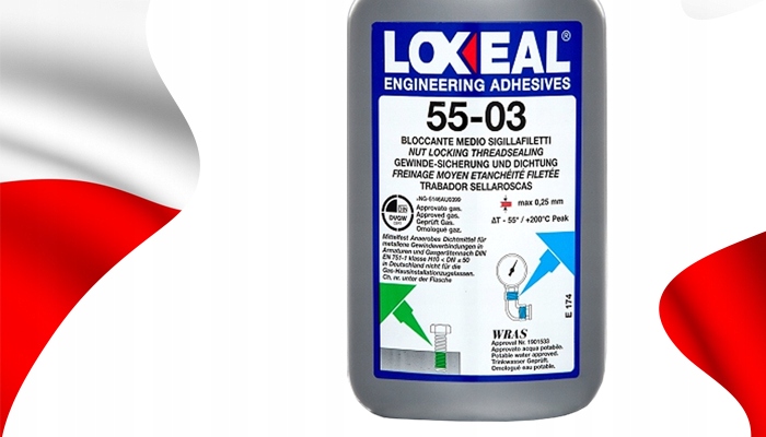 KLEJ DO GWINTÓW NIEBIESKI DO USZCZELNIANIA ŚRUB LOXEAL 55-03 250 ml