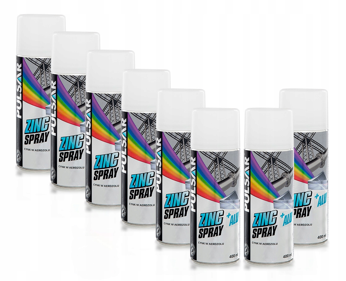 CYNK W SPRAYU + ALUMINIUM PULSAR OCYNK PODKŁAD ANTYKOROZYJNY 400 ml x8
