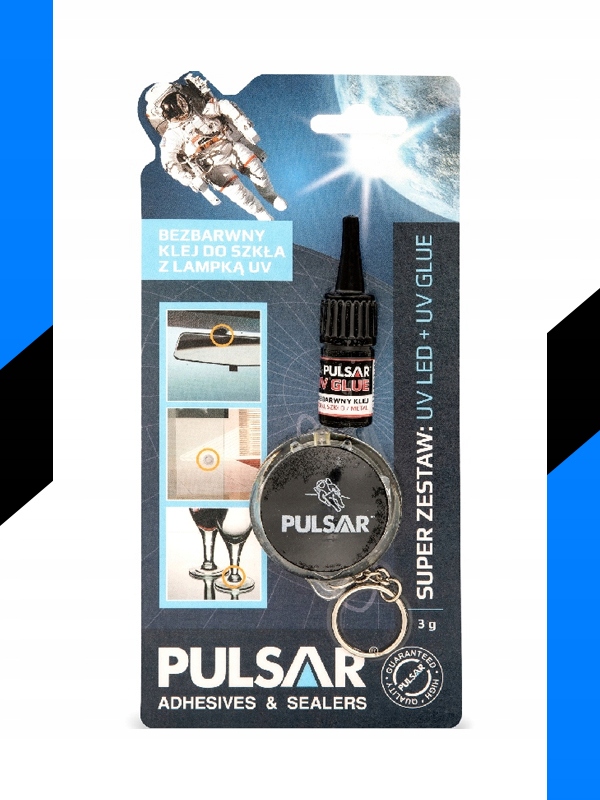 KLEJ UV DO SZKŁA I METALU BEZBARWNY + LAMPKA PULSAR 3 g