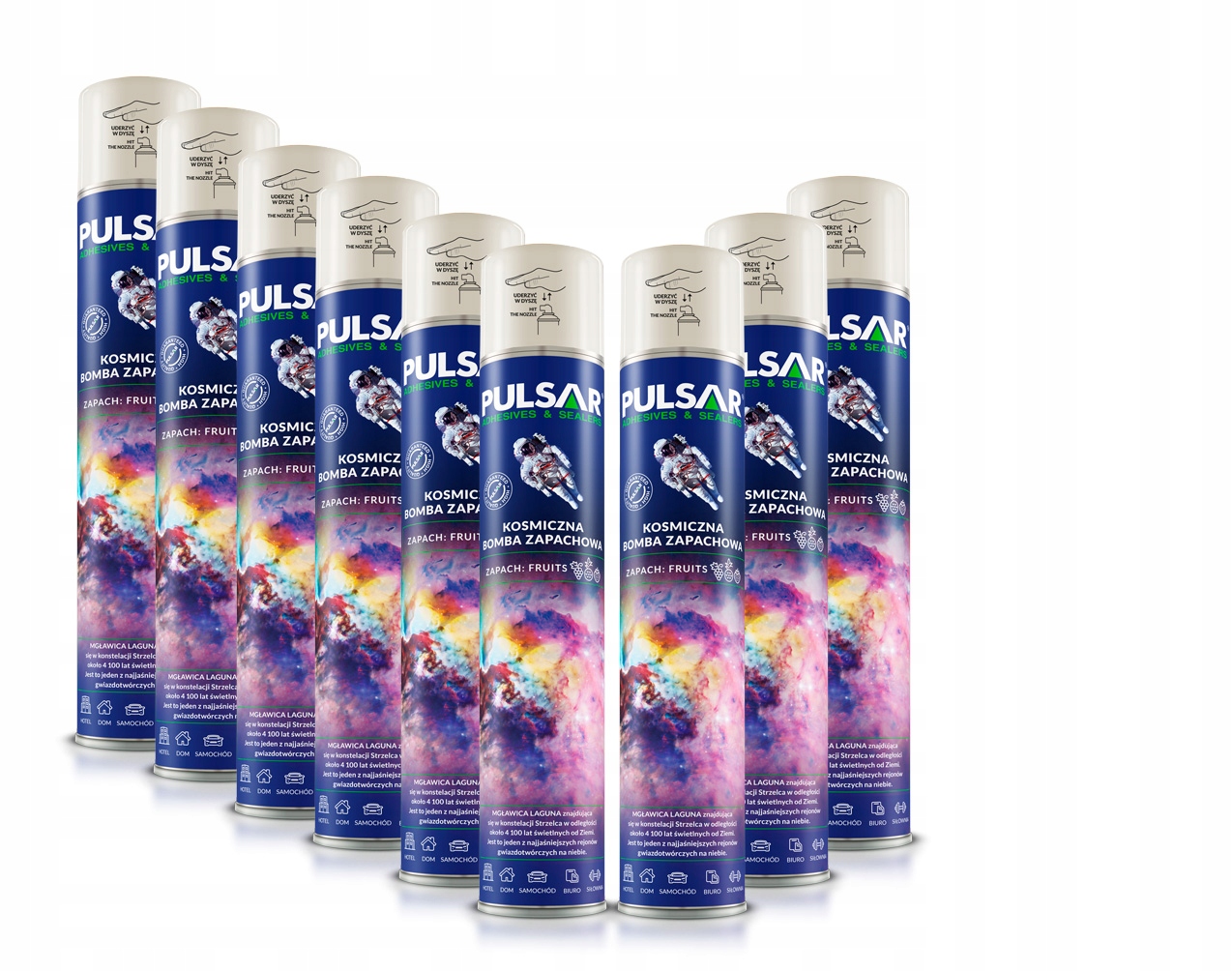 ODŚWIEŻACZ POWIETRZA SPRAY PULSAR ZAPACH OWOCOWY 750 ml x9