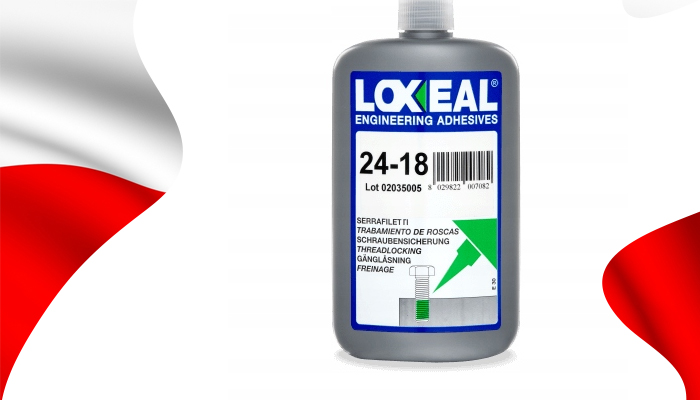 KLEJ DO GWINTÓW NAKRĘTEK ŚRUB LOXEAL 24-18 ŁATWO DEMONTOWALNY 250 ml