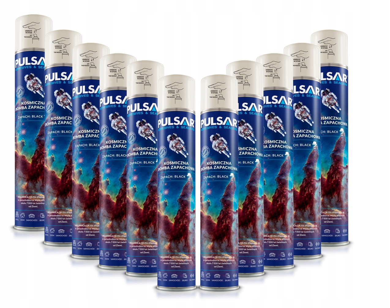 ODŚWIEŻACZ POWIETRZA SPRAY PULSAR ZAPACH DLA MĘŻCZYZNY BLACK 750 ml x11