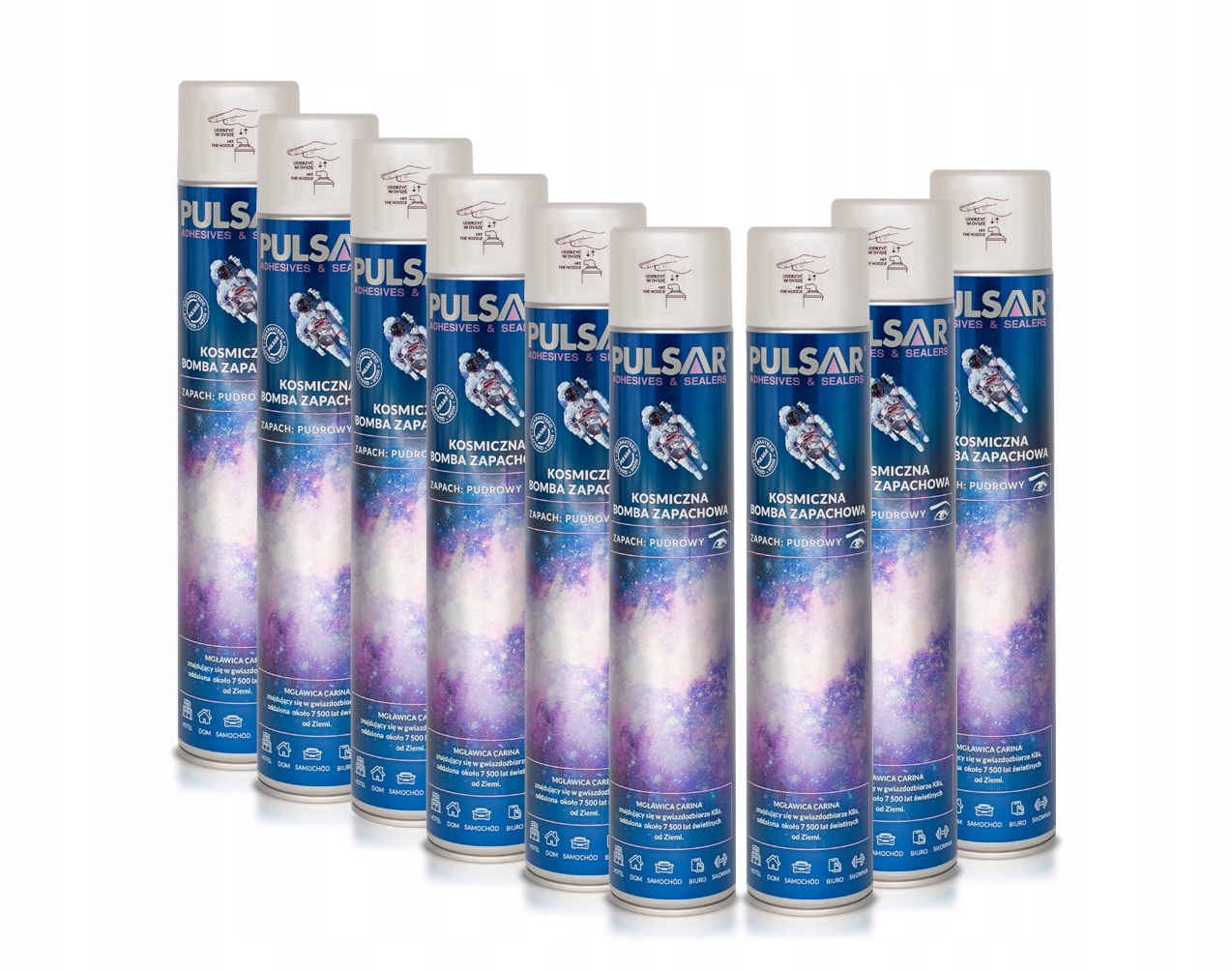 ODŚWIEŻACZ POWIETRZA SPRAY PULSAR ZAPACH DLA KOBIET PUDER 750 ml x9