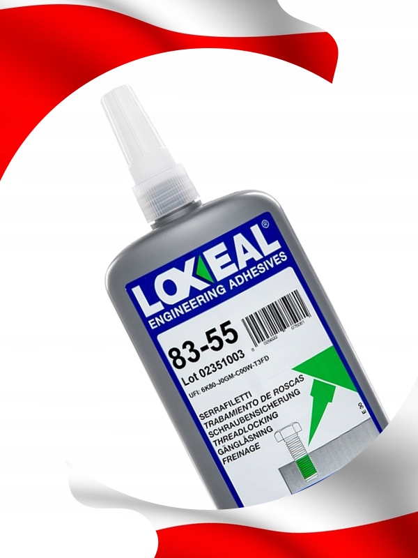 KLEJ DO GWINTÓW MOCNY LOXEAL 83-55 WYSOKA WYTRZYMAŁOŚĆ 250 ml
