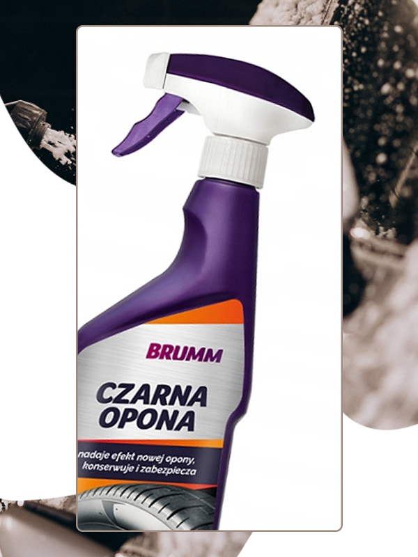 CZERNIDŁO DO OPON BRUMM NABŁYSZCZA PIELĘGNUJE KONSERWUJE ATOMIZER 450 ml