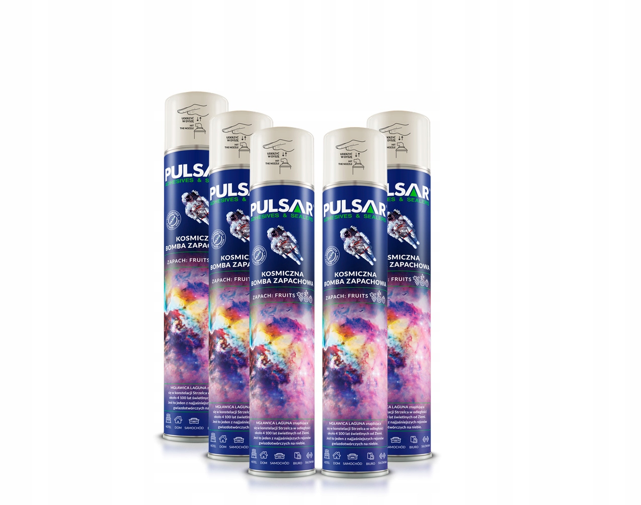 ODŚWIEŻACZ POWIETRZA SPRAY PULSAR ZAPACH OWOCOWY 750 ml x5