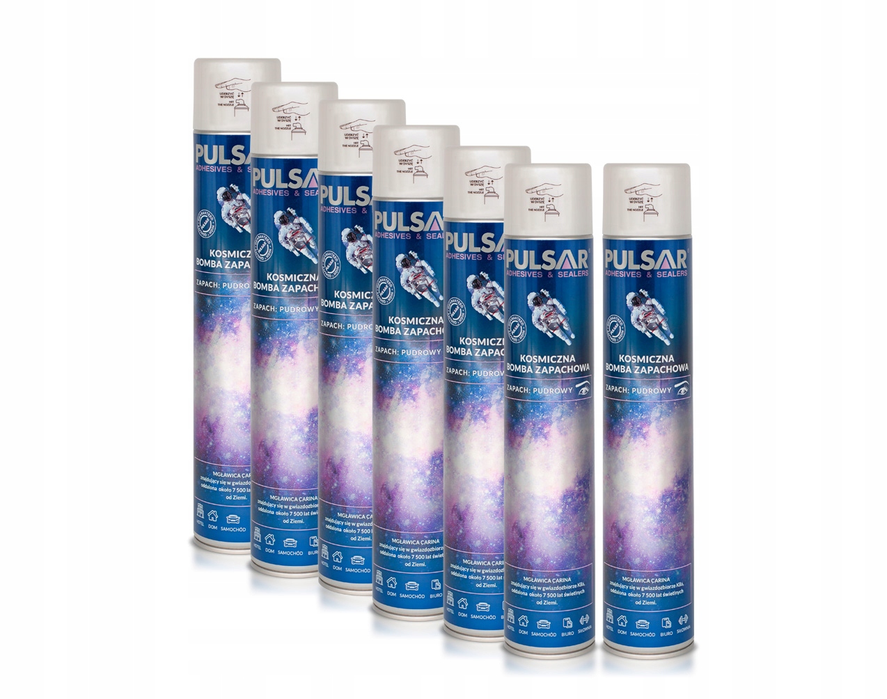 ODŚWIEŻACZ POWIETRZA SPRAY PULSAR ZAPACH DLA KOBIET PUDER 750 ml x7