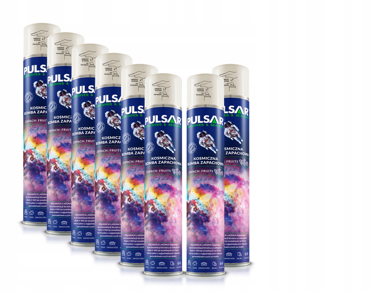 ODŚWIEŻACZ POWIETRZA SPRAY PULSAR ZAPACH OWOCOWY 750 ml x8