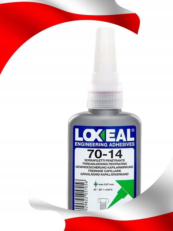 KLEJ DO GWINTÓW NAKRĘTEK ŚRUB LOXEAL 70-14 O DUŻEJ ŚREDNICY M5 50 ml