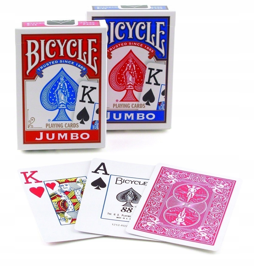 Karty Bicycle Jumbo Rider Back Czerwone, Niebieskie (0885)