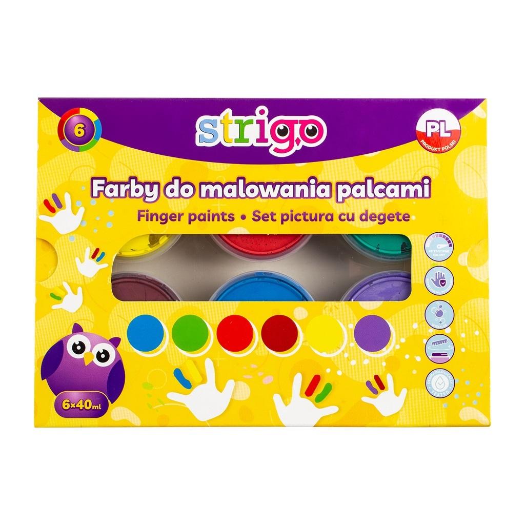 Farby do malowania palcami 40ml 6 kolorów, STRIGO (9613)