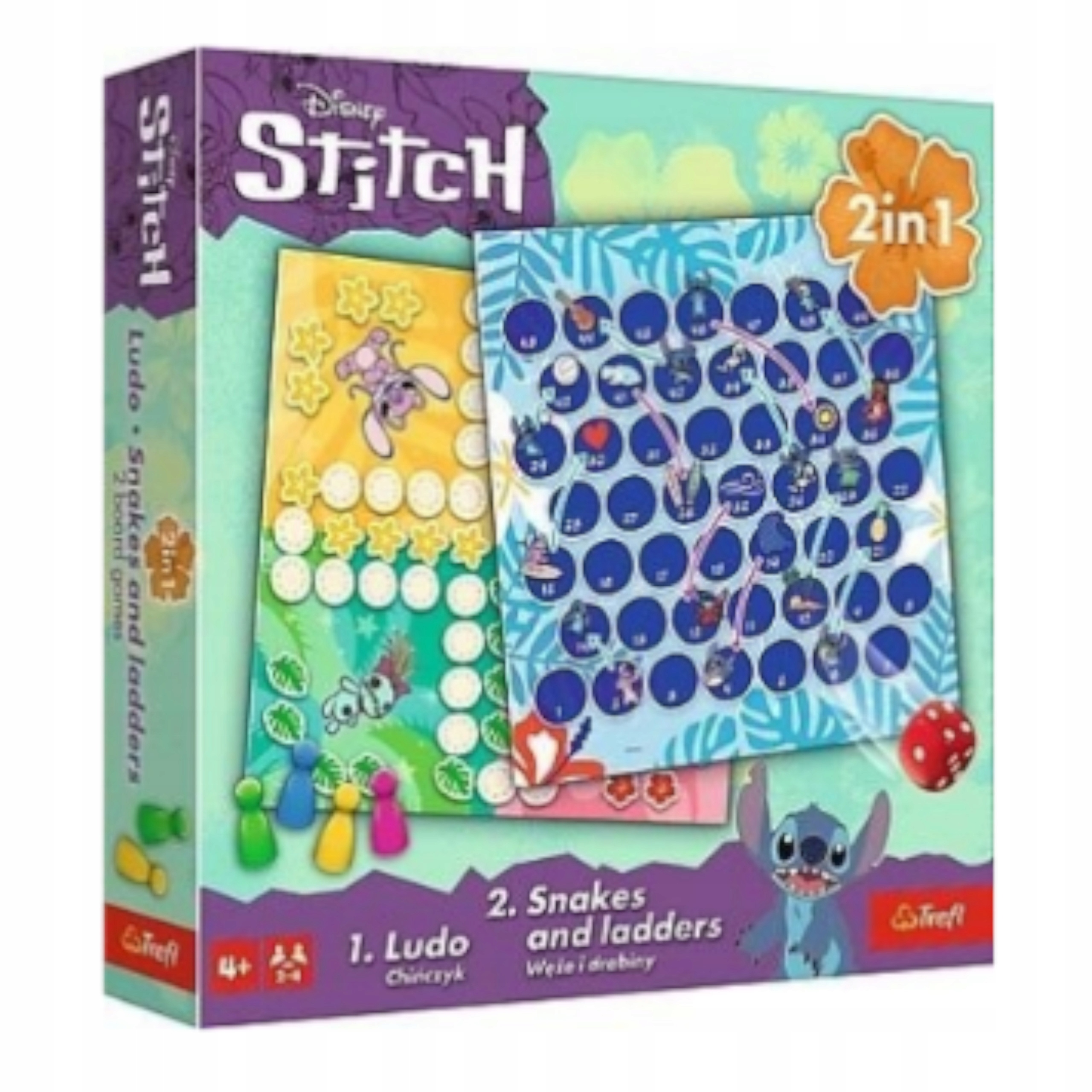 Gra klasyczna Lilo & Stitch, 2w1 Chińczyk / Węże i drabiny (02656)