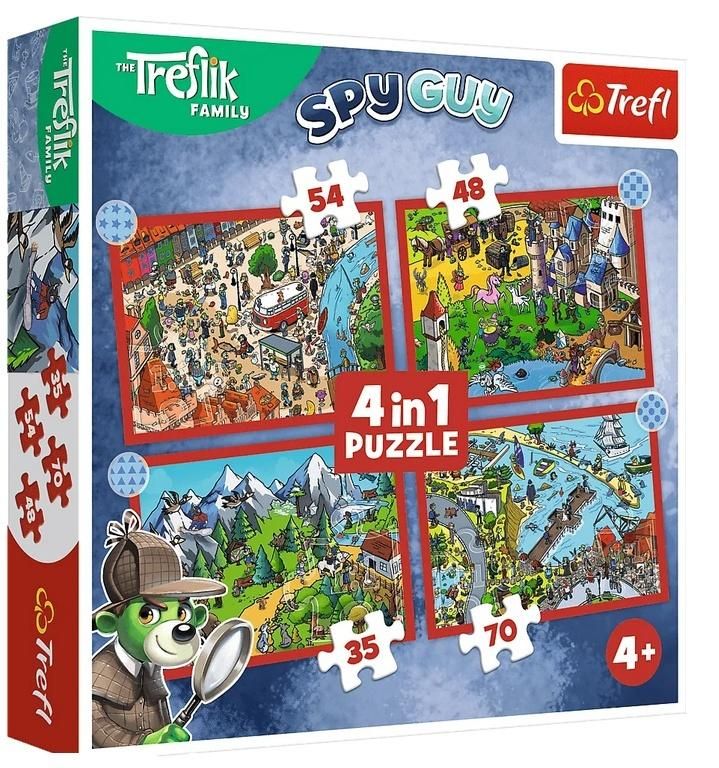 Puzzle 4 w 1 Podróże Treflików (34675)