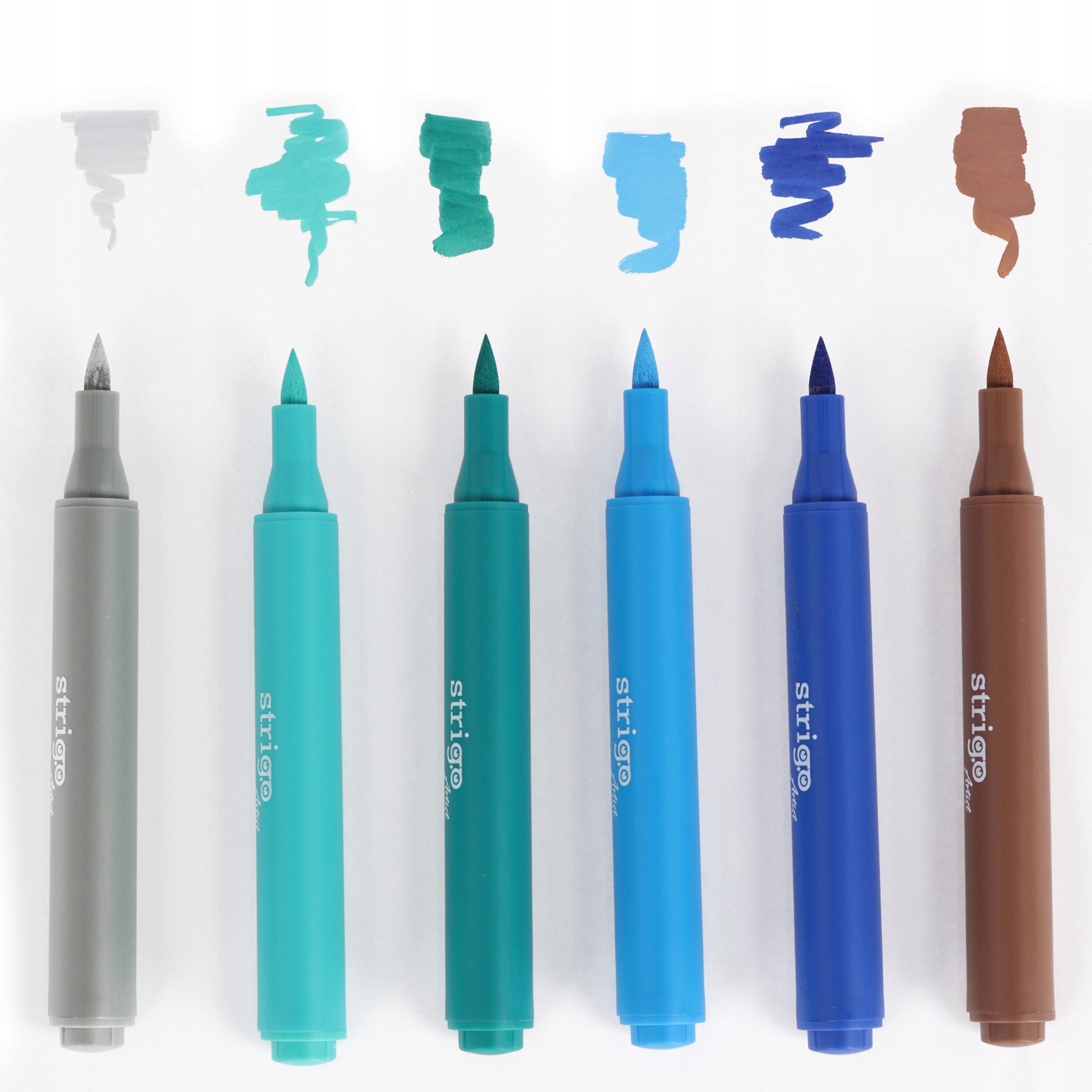 Zestaw: markery akrylowe z końcówką Brush 6 kolorów, STRIGO (4317)