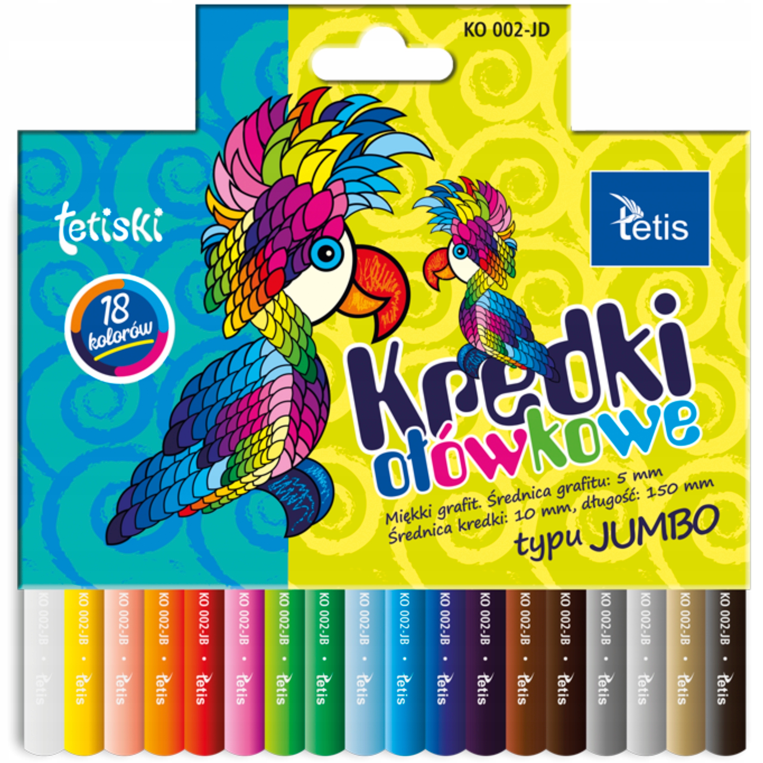 Kredki Tetiski Okrągłe Jumbo 18 kol. (KO002-JD)