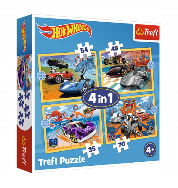 Puzzle 4 w 1: Pojazdy Hot Wheels (34627)
