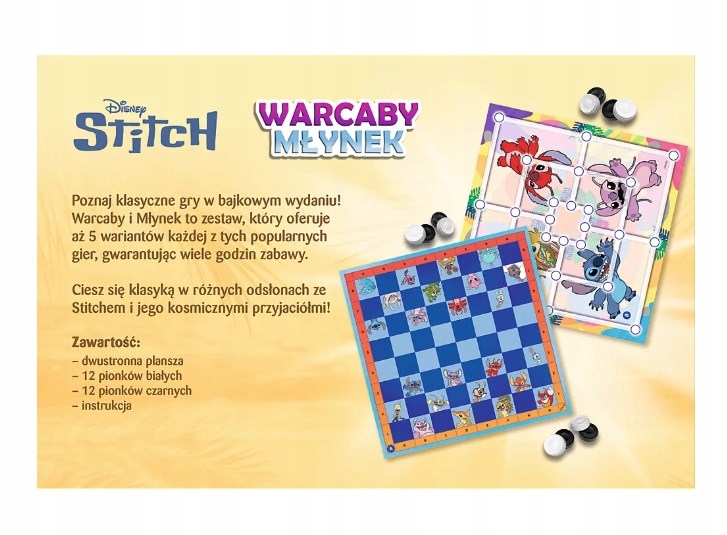 Gra planszowa Warcaby/Młynek - Stitch (02799)
