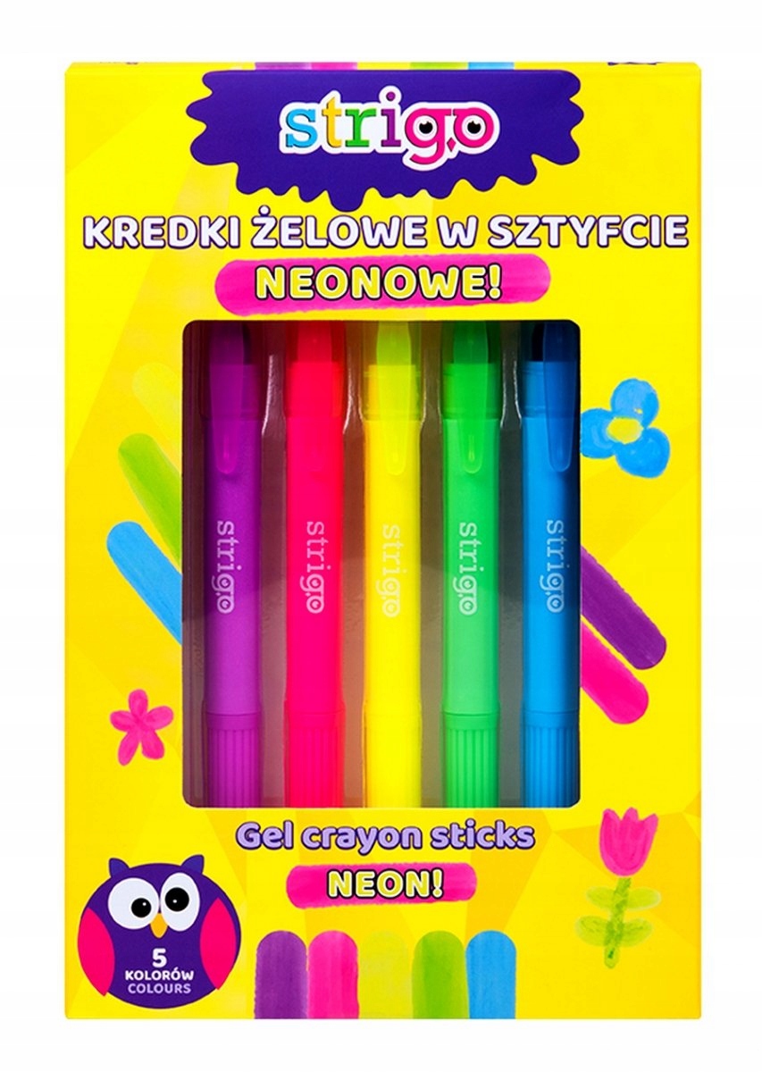 Kredki żelowe neonowe 5 kolorów, Strigo (4630)