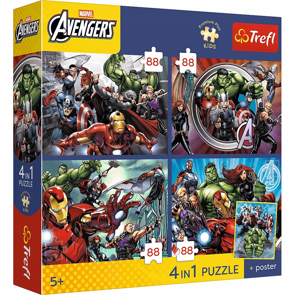 Puzzle 4 x 88 Premium Plus Kids Bohaterowie są wśród nas, Marvel (34697)